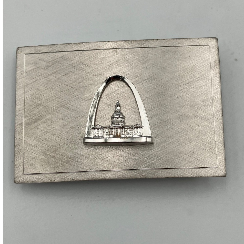 Vintage St. Louis Gateway Arch Old Courthouse Belt Buckle Silver Tone Missouri
